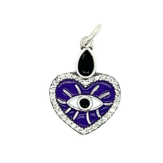 D1185 Colgante de ojo de corazón violeta