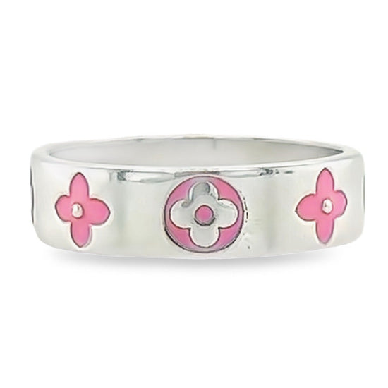 R735 Pink Flower  Ring