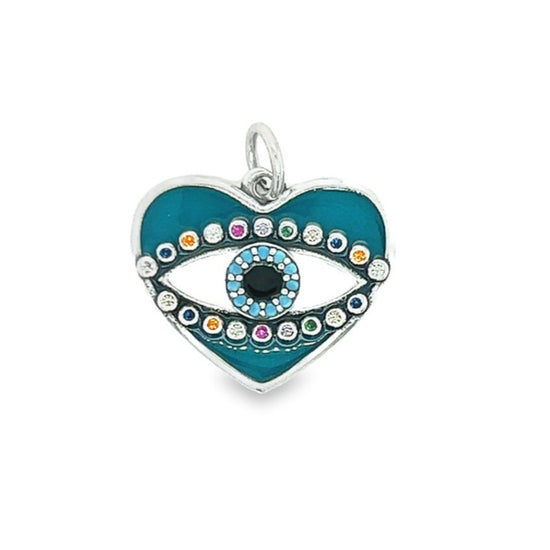 D1194 Colgante de ojo de corazón con aguamarina