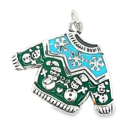 D1323 Green Blue Christmas Sweater Pendant