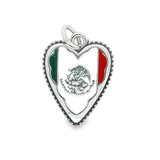 D1225 Heart Mexico Flag Pendant