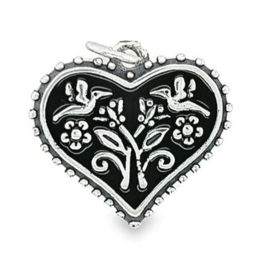 D1176 Black Heart Flower Pendant