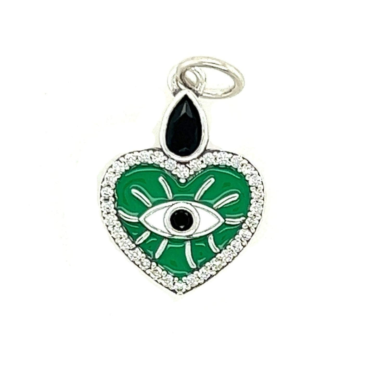 D1189 Green Heart Eye Pendant