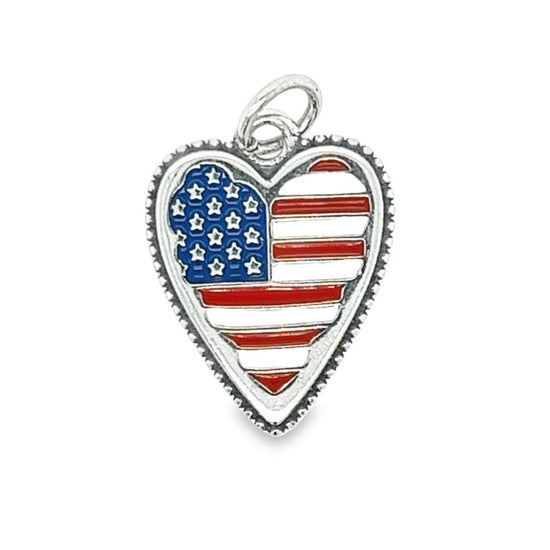 D1226 Heart United States Flag Pendant