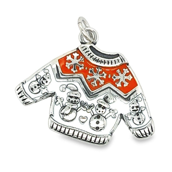 D1322 White Orange Christmas Sweater Pendant