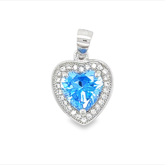 D951 Blue Heart CZ Pendant