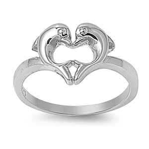 R347 Anillo Corazón Delfín