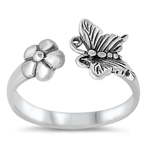 R336 Anillo Mariposa Y Flor