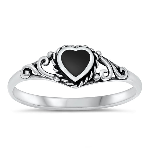 R35 Anillo Corazón Negro