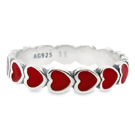 R493 Anillo de banda roja con corazón