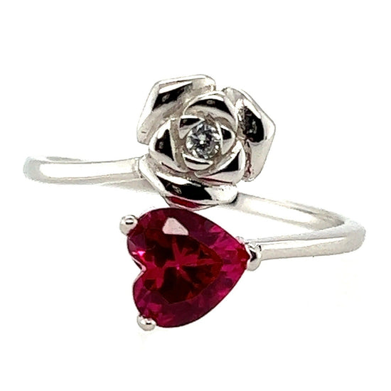 R41 Anillo CZ Rosa Y Corazón