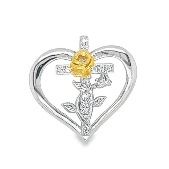 D1476 Heart And Rose Pendant