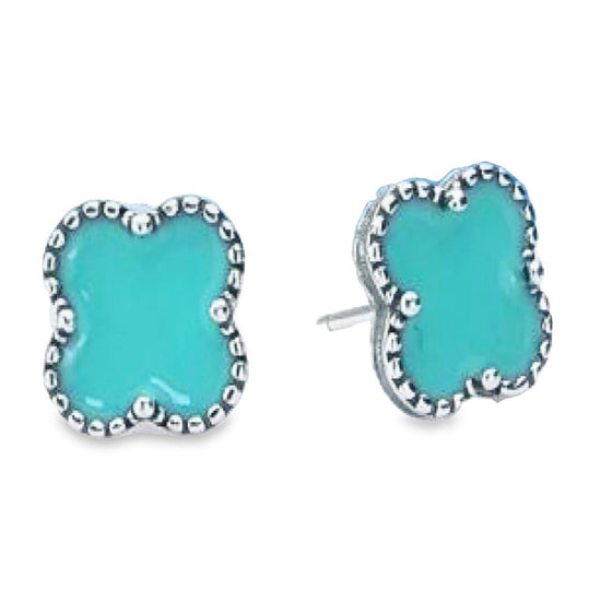 A540 Turquoise Flower Post Earrings