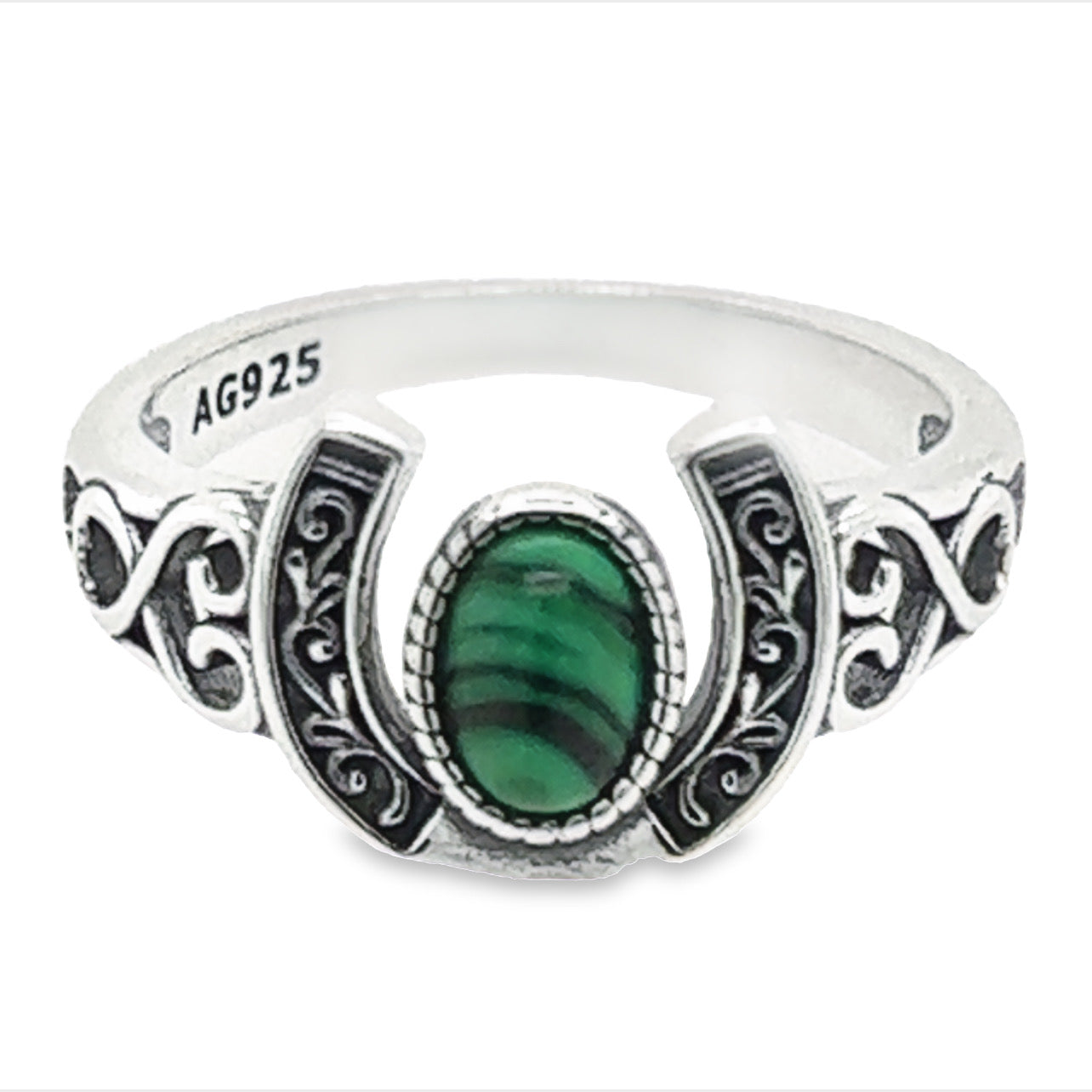 R747 Anillo Herradura Verde