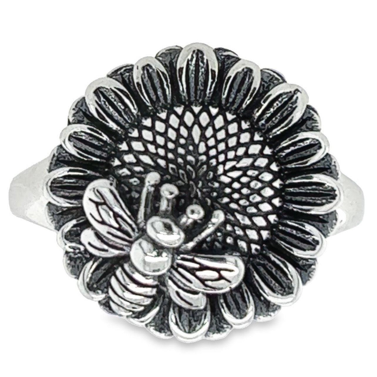 R98 Anillo Girasol Y Abeja