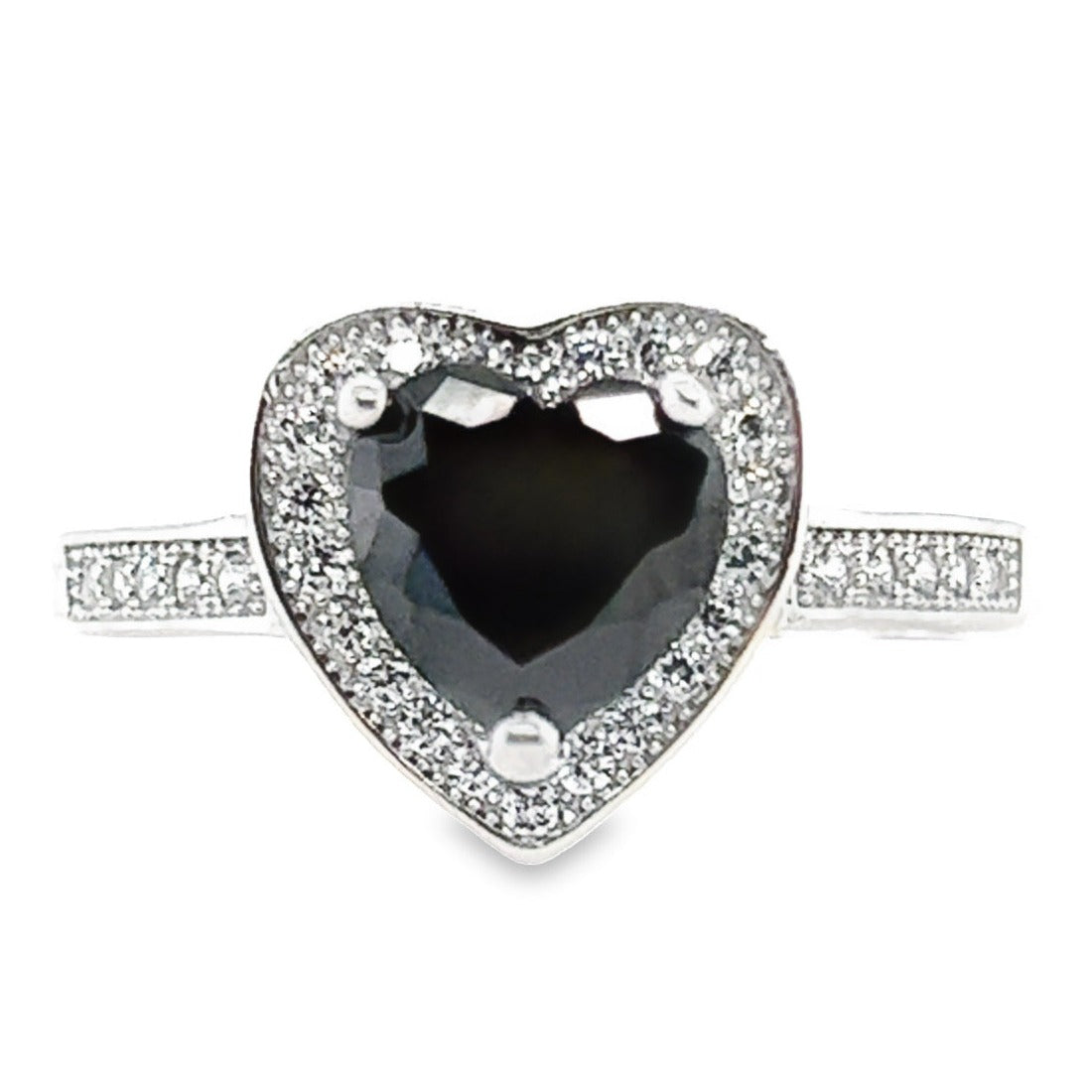 R521 Anillo CZ corazón negro