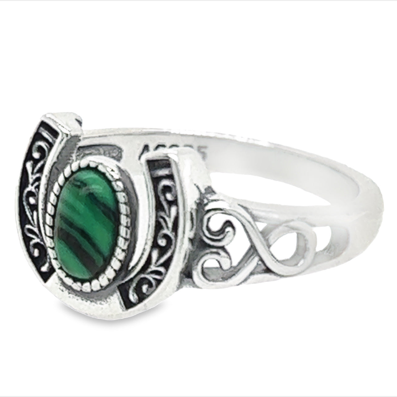 R747 Anillo Herradura Verde