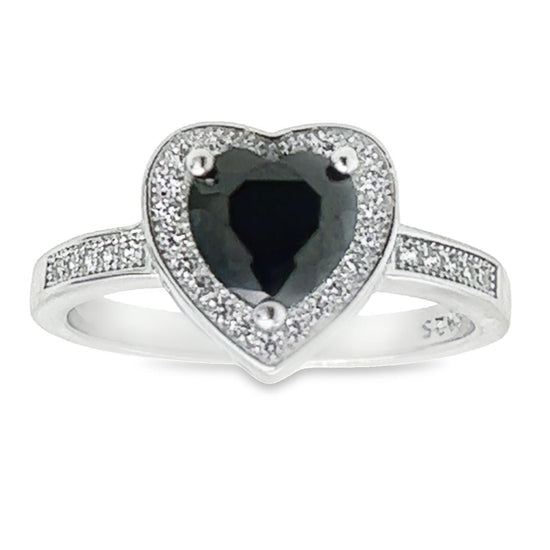 R521 Anillo CZ corazón negro