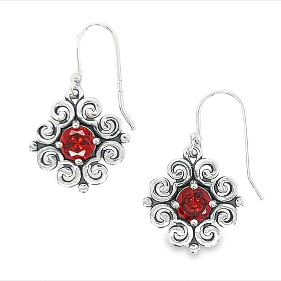 P438 Red Stone Elegant Design Hook Earrings