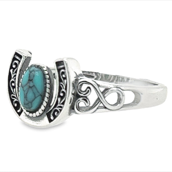 R746 Turquoise Horseshoe Ring