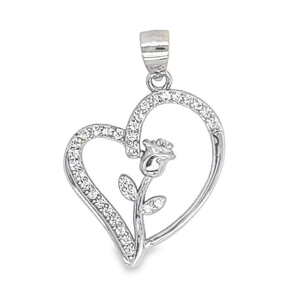 D1087 Rose Heart CZ Pendant