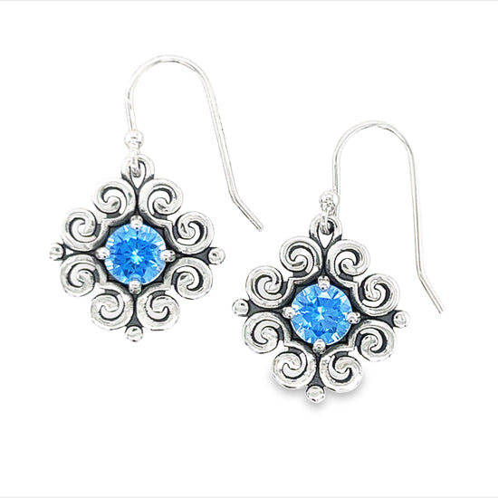 P437 Pendientes de gancho de diseño elegante con piedra azul