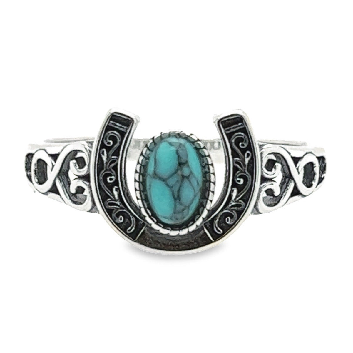 R746 Turquoise Horseshoe Ring