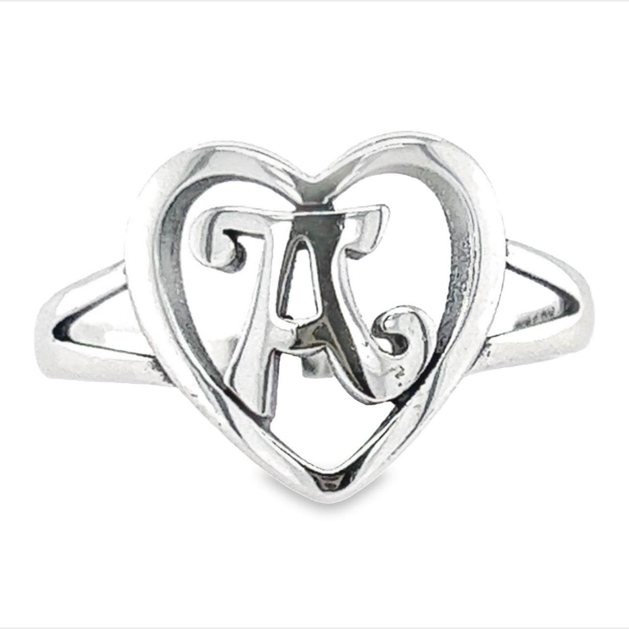 RA4 Letter A  Heart Ring