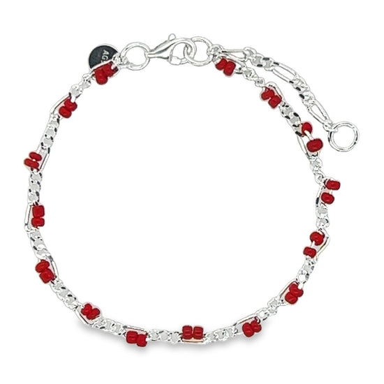 M164 Pulsera de Cuentas Rojas 3mm