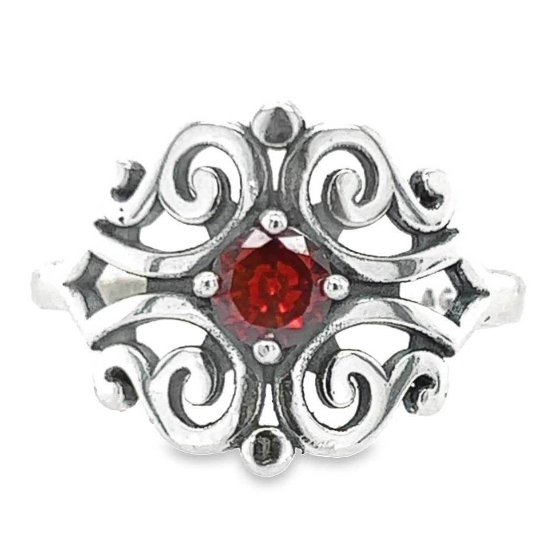 R527 Anillo Diseño Elegante Piedra Roja