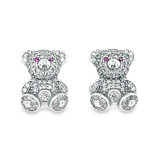 A422 Bear CZ Post Earrings