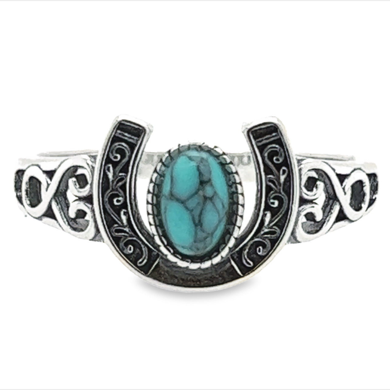 R746 Turquoise Horseshoe Ring