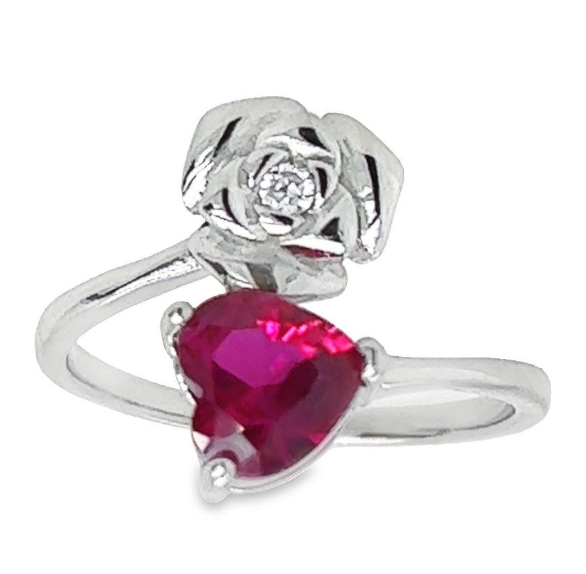 R41 Rose And Heart CZ Ring