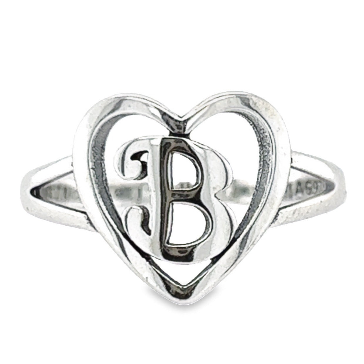 RB4 Letter B  Heart Ring