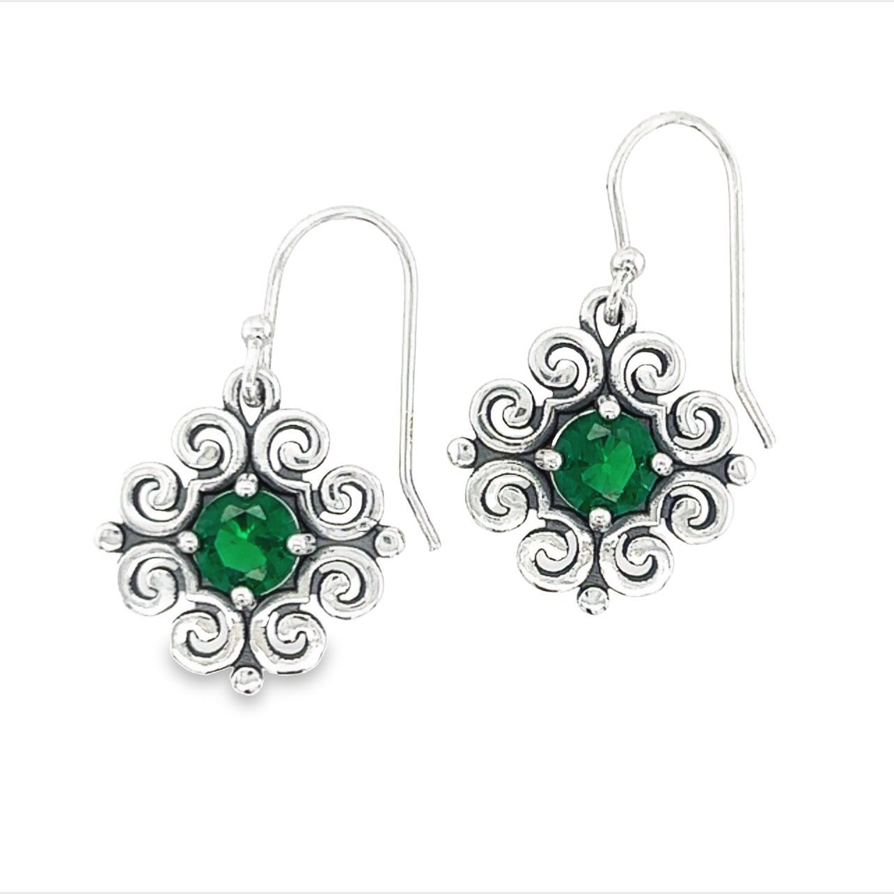 P439 Pendientes de gancho de diseño elegante con piedra verde