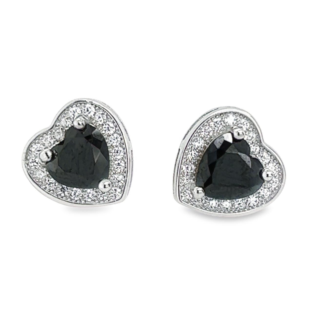 A400 Bright Heart With Black Center Post Earrings