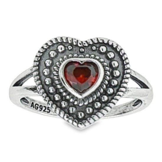 Anillo de corazón central rojo R4