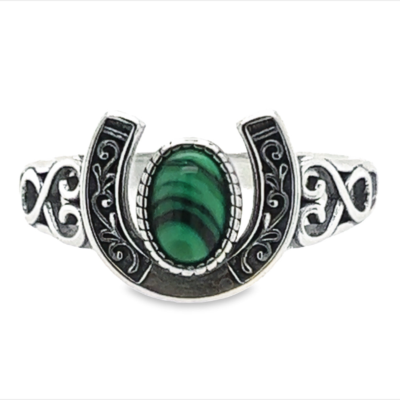 R747 Anillo Herradura Verde