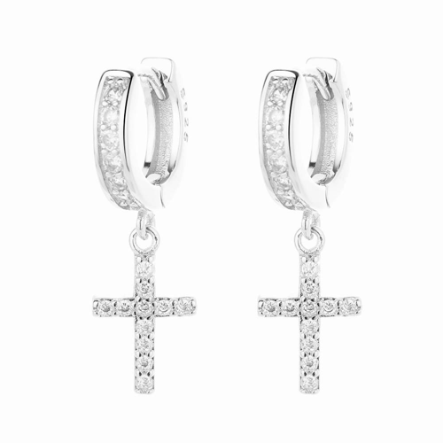 A382 Cross Hoop Earrings